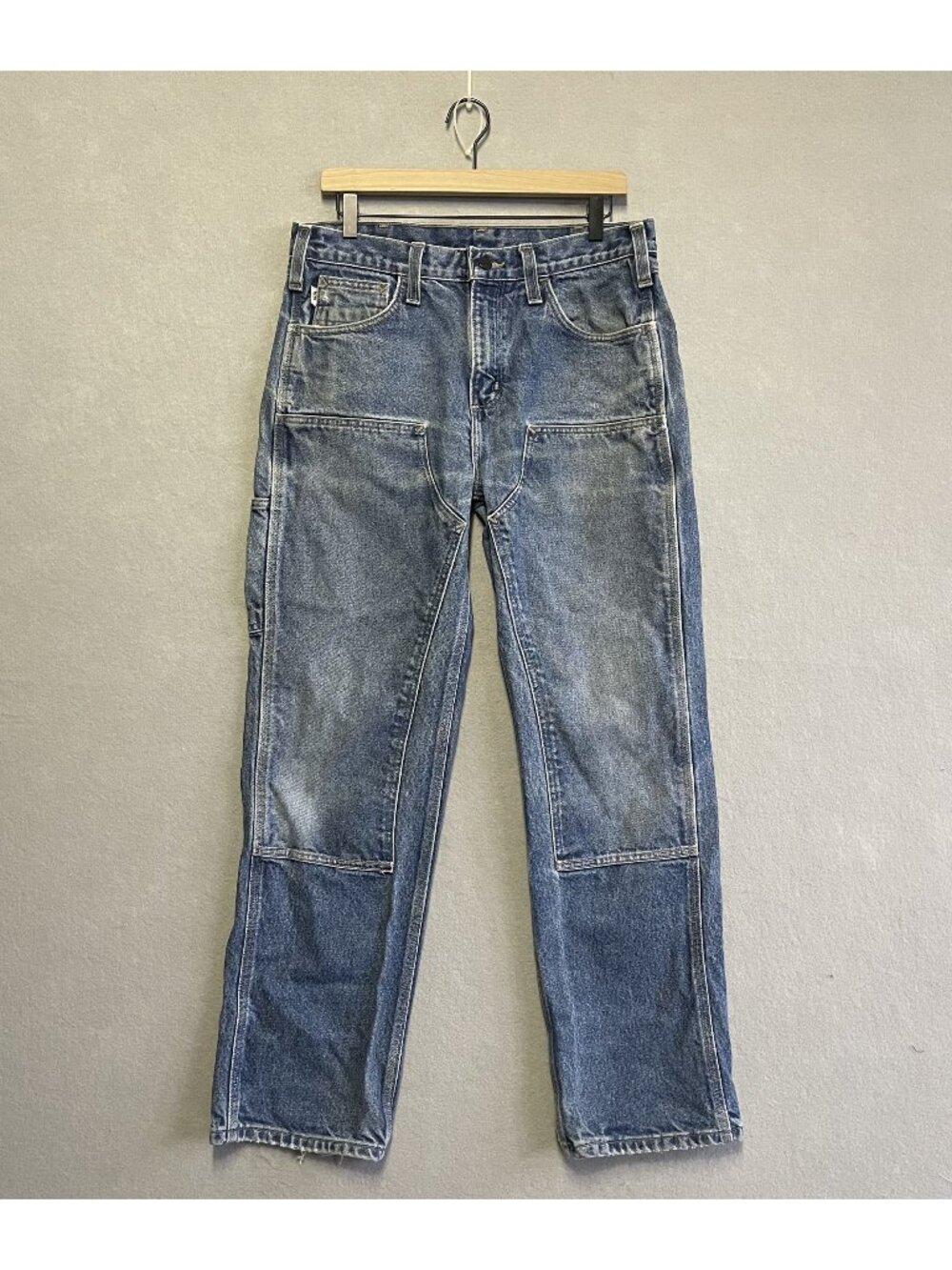 Carhartt Mens Blue Double Knee Work Jeans 33x32 Durable Carpenter Relaxed Fit